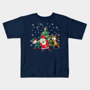 Dabbing Santa Friends Christmas Boys Girls Men Xmas Dab Kids T-Shirt